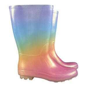 New Without Tag Cat & Jack Rainbow Rain Boot Cece Style Size 5 Big Kids